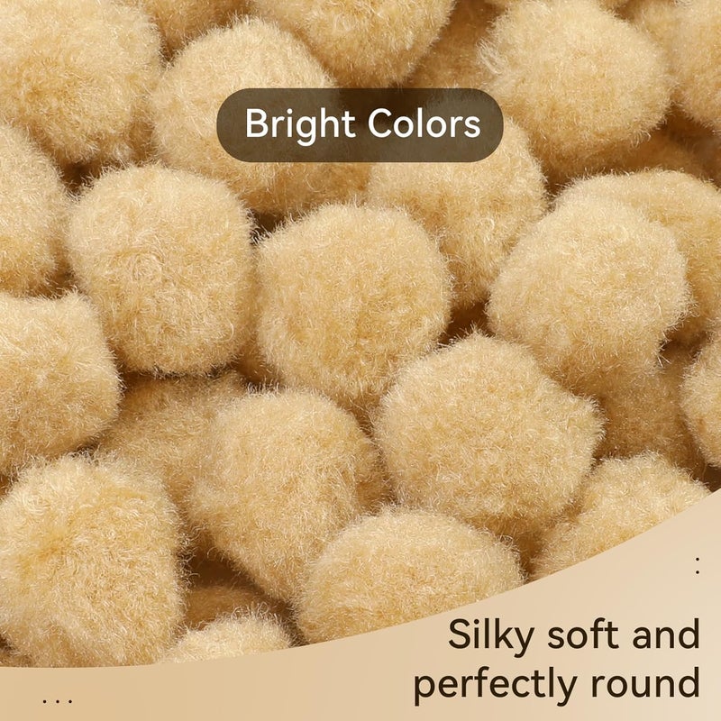 MORFEN 150 Pcs Pom Poms, 1 Inch Bright Beige Craft Pom Poms, Fuzzy Pompom Puff Balls, Small Pom Pom Balls for DIY Arts, Crafts Projects, Home Decorations - Image 3